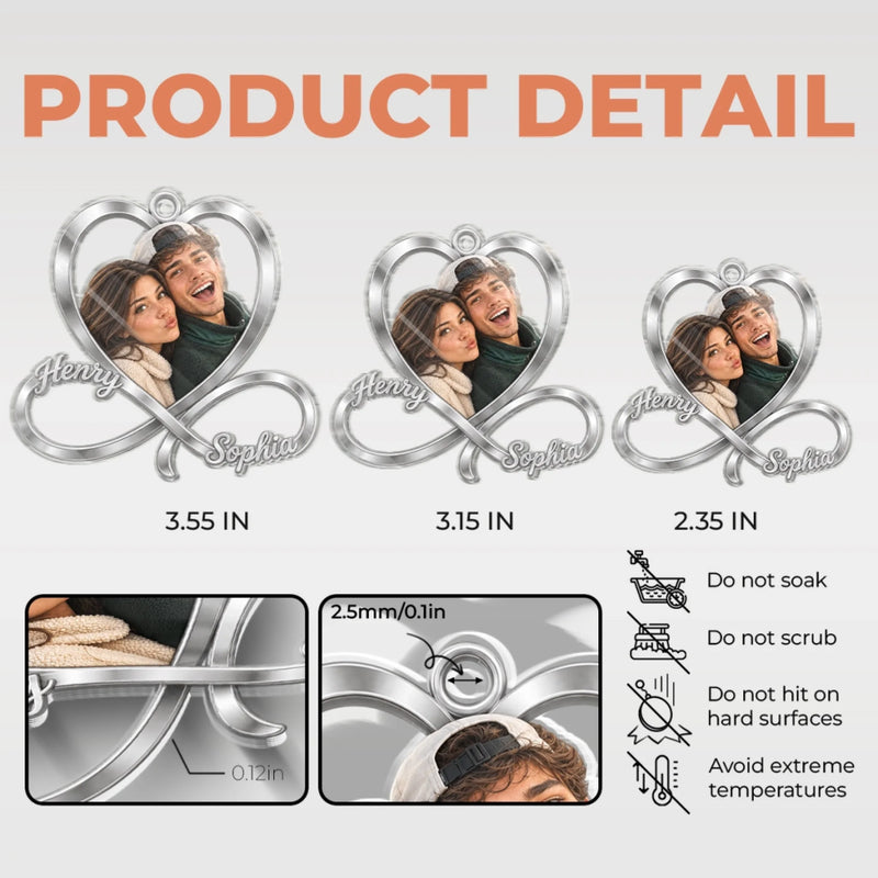 Custom Photo Infinity Heart Romantic Gifts For Couples - Personalized Shaped Acrylic Keychain