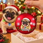 Custom Pet Photo Christmas Dog Cat Lover Gifts - Personalized Full Wrap Ball Ornament