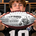 Custom Photo Inspirational Football Gifts for Son, Grandson - Personalized Leather Football