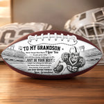 Custom Photo Inspirational Football Gifts for Son, Grandson - Personalized Leather Football