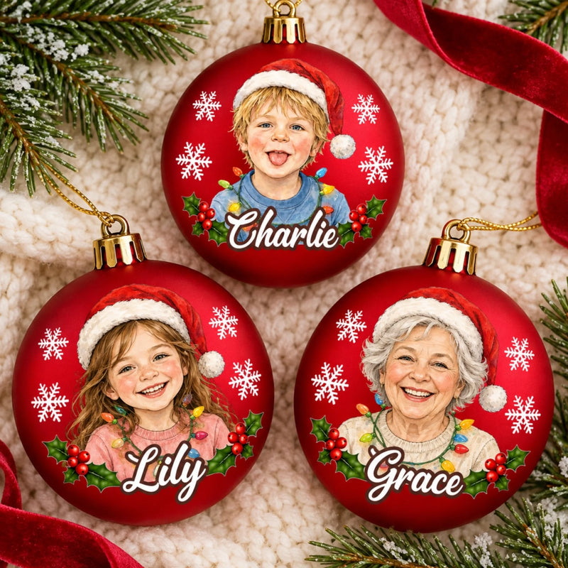 Custom Photo Christmas Keepsake Gifts For Family, Couples, Pet Lovers - Personalized Full Wrap Ball Ornament