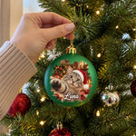 Custom Pet Photo Christmas Selfie Dog Cat Lover Gifts For Pet Lovers - Personalized Full Wrap Ball Ornament