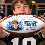 Custom Photo Football Star Gifts for Son, Grandson - Personalized Leather Football