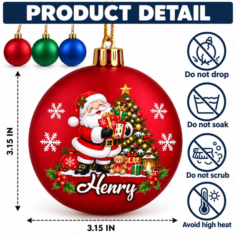 Custom Name Santa Reindeer Gingerbread Christmas Gifts For Family - Personalized Full Wrap Ball Ornament