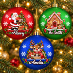 Custom Name Santa Reindeer Gingerbread Christmas Gifts For Family - Personalized Full Wrap Ball Ornament