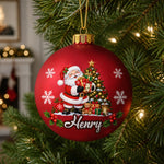 Custom Name Santa Reindeer Gingerbread Christmas Gifts For Family - Personalized Full Wrap Ball Ornament