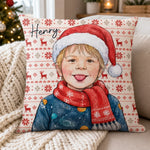Custom Photo Christmas Sweater Kids Gifts For Family, Kids, Pet Lovers - Personalized Pillow