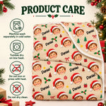 Custom Photo Christmas Santa Hat Gifts For Kids - Personalized Blanket