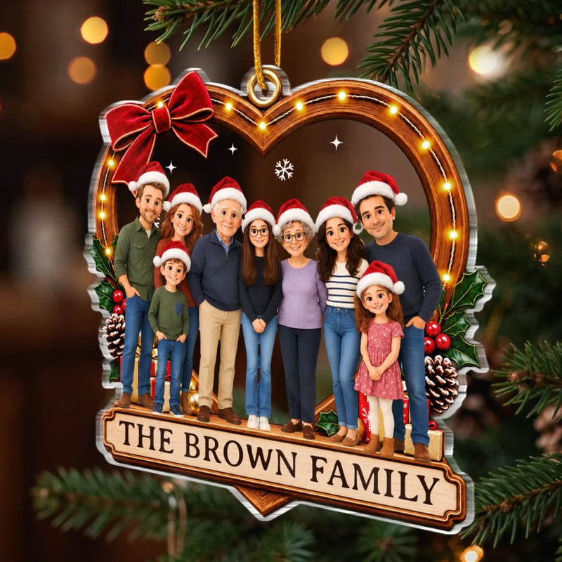 Custom Photo Christmas Family Portrait Decor - Personalized Acrylic Ornament