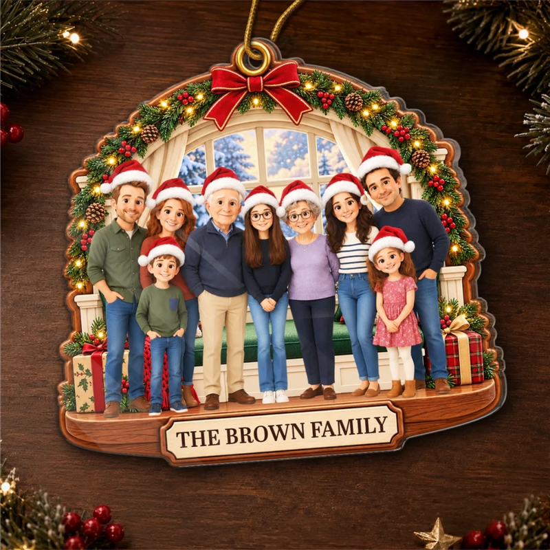 Custom Photo Holiday Family Keepsake - Personalized Acrylic Ornament