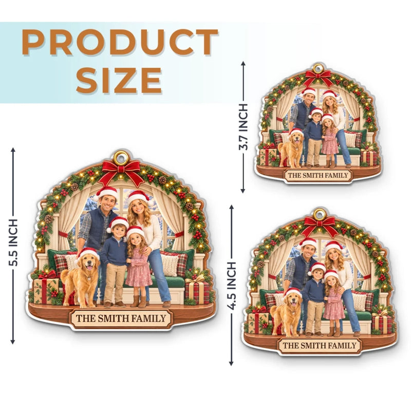 Custom Photo Holiday Family Keepsake - Personalized Acrylic Ornament
