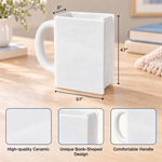 Custom Name Book Nook Gifts for Book Lovers - Personalized Book Shaped Ceramic Mug