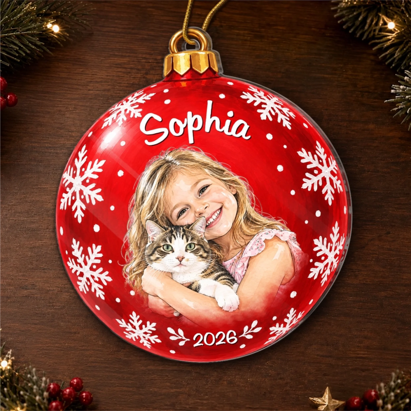 Custom Photo Christmas Gifts for Families - Personalized Acrylic Ornament