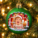 Custom Photo Name Christmas Gifts for Kids - Personalized Full Wrap Ball Ornament