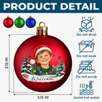 Custom Photo and Name Christmas Tree Gifts for Kids - Personalized Full Wrap Ball Ornament
