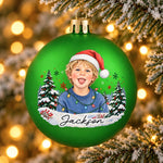 Custom Photo and Name Christmas Tree Gifts for Kids - Personalized Full Wrap Ball Ornament