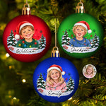 Custom Photo and Name Christmas Tree Gifts for Kids - Personalized Full Wrap Ball Ornament