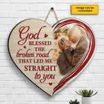 God Brought Us Together - Upload Image, Gift For Couples, Husband Wife - Personalized Shaped Wood Sign