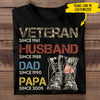 Veteran Papa Since - Gift For 4th Of July - Personalized Unisex T-Shirt