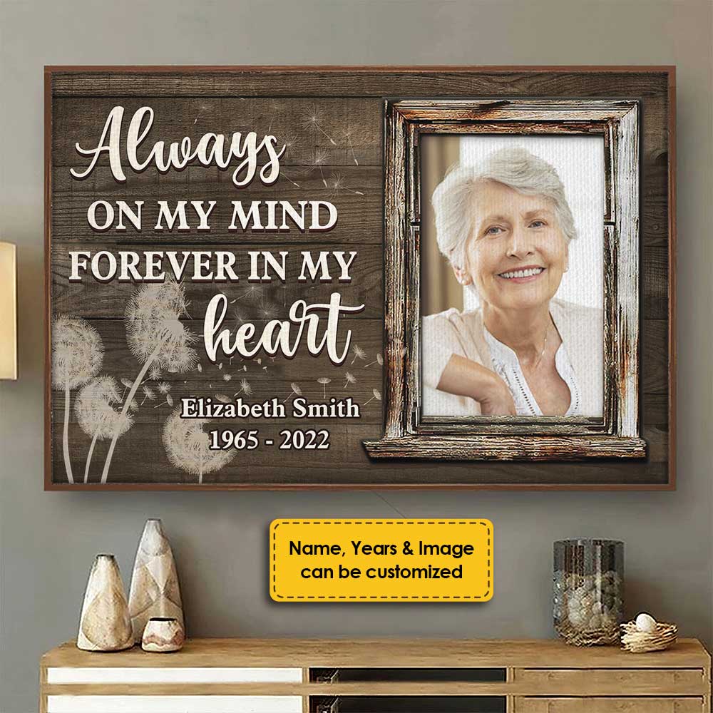 You're Always On My Mind & Forever In My Heart - Upload Image, Personalized Horizontal Poster
