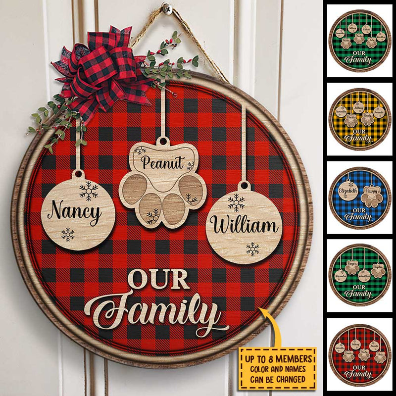 Happy Christmas With Our Family - Personalized Door Sign