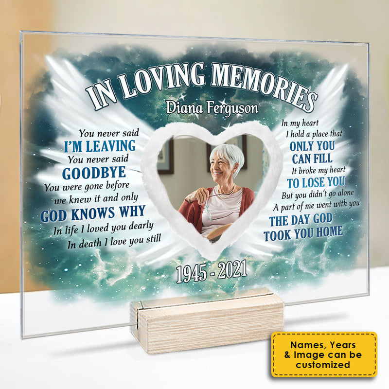 The Day God Took You Home - Personalized Acrylic Plaque - Upload Image, Memorial Gift, Sympathy Gift