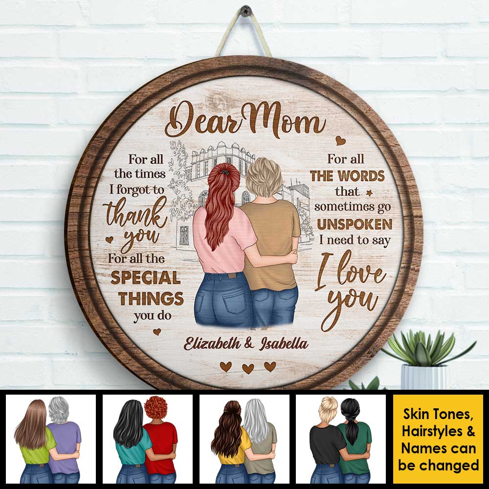 For All The Words That Sometimes Go Unspoken, I Need To Say I Love You - Gift For Mom, Personalized Wood Sign.