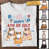 Happy 4th Of July American Cat - Gift For 4th Of July - Personalized Unisex T-Shirt
