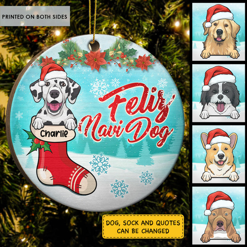 Happy Pawlidays - On The Naughty List And Regret Nothing - Personalized Custom Round Shaped Wood Christmas Ornament