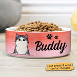 Pink Coral, Gift For Cat Lovers - Personalized Custom Ceramic Cat Bowls
