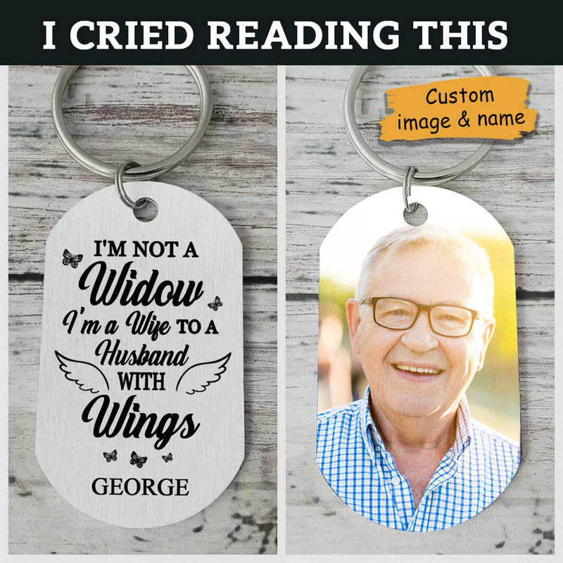 I'm A Wife To A Husband With Wings - Upload Family Photo - Personalized Keychain