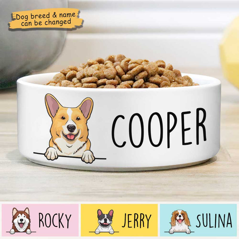 Solid Color, Gift For Dog Lovers - Personalized Custom Ceramic Dog Bowls