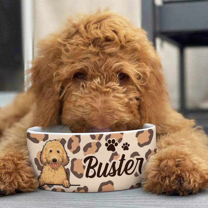 Cheetah Skin, Gift For Dog Lovers - Personalized Custom Ceramic Dog Bowls