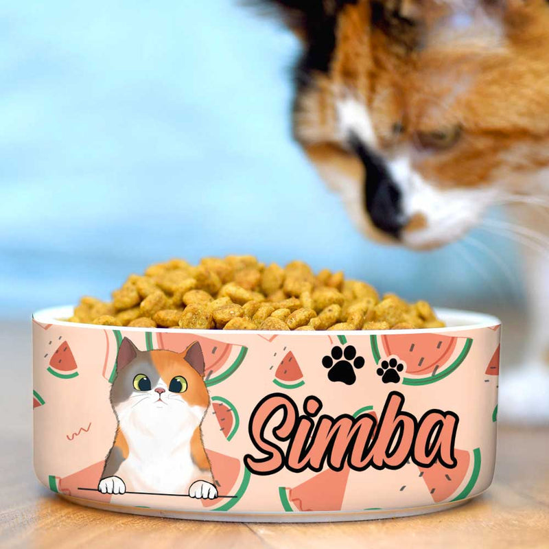 Summer Fruit, Gift For Cat Lovers - Personalized Custom Ceramic Cat Bowls