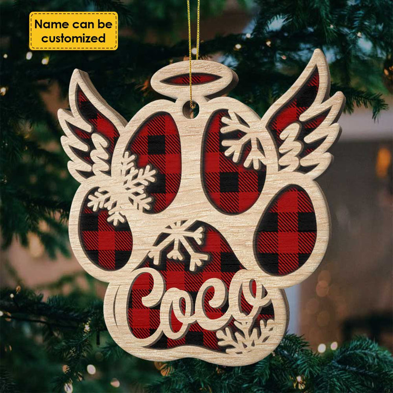 Colorful Paw - Christmas Is On Its Way - Personalized Custom Paw Shaped Wood Christmas Ornament