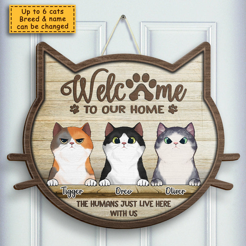 Welcome To Our Home Cat Head Shape - Personalized Shaped Door Sign
