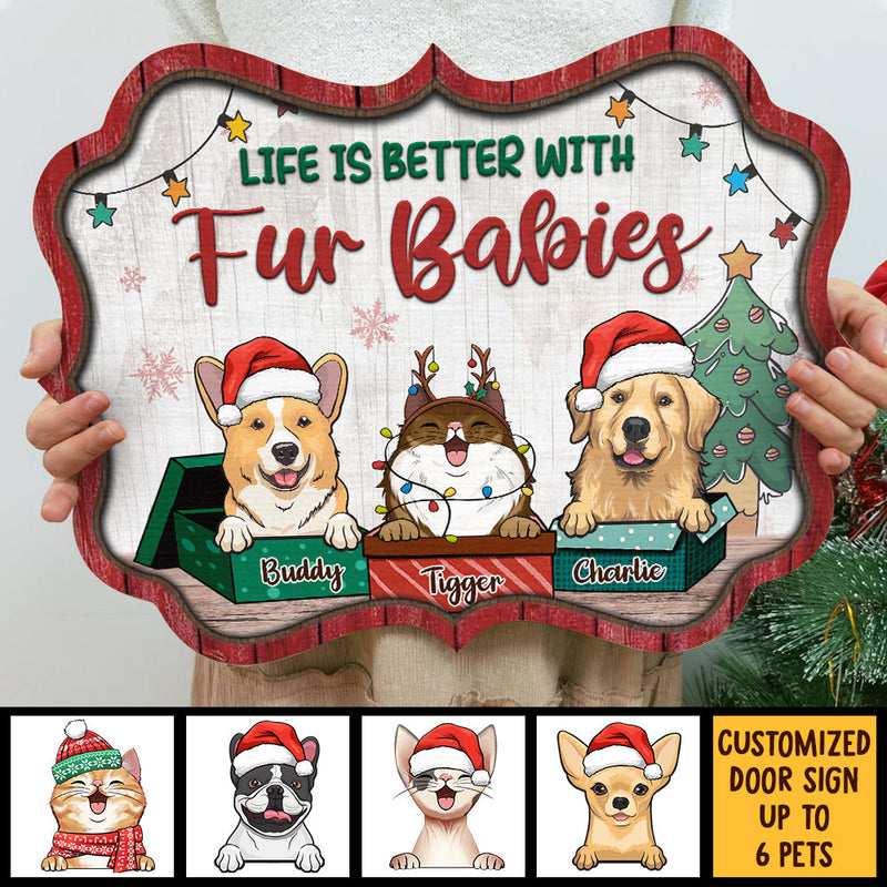 Pet In The Christmas Gift Box - Personalized Shaped Door Sign
