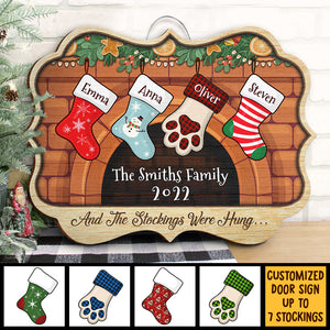 Christmas Stockings Hanging - Personalized Shaped Door Sign