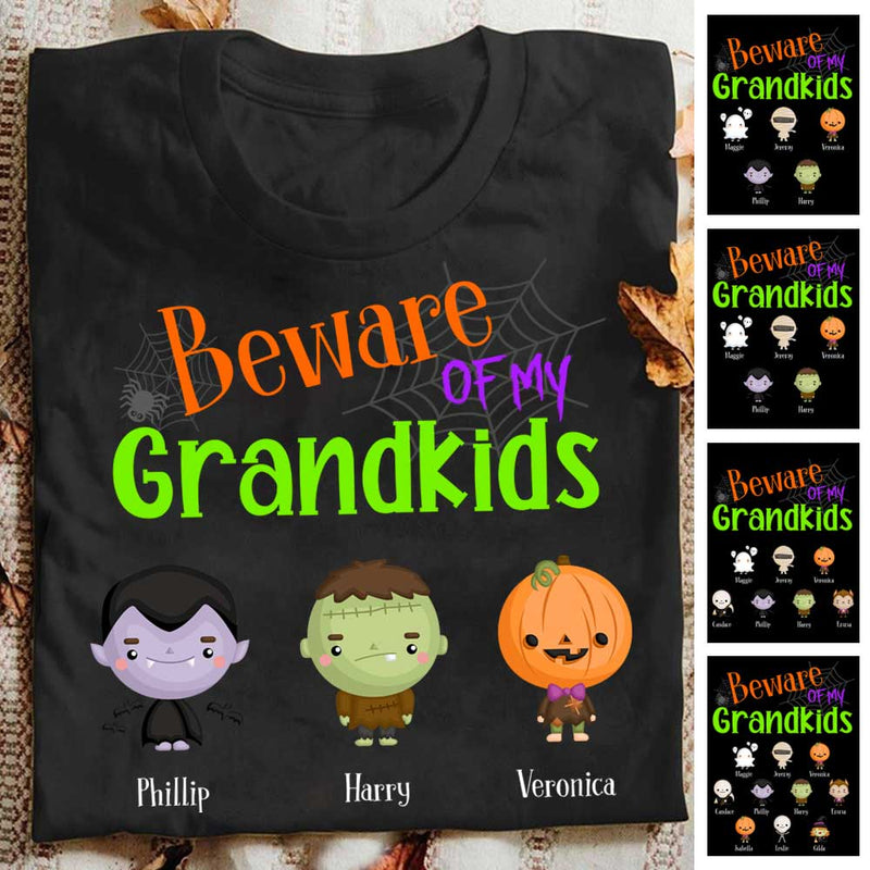 Beware Of My Grandkids Halloween - Personalized Unisex T-Shirt, Halloween Ideas.
