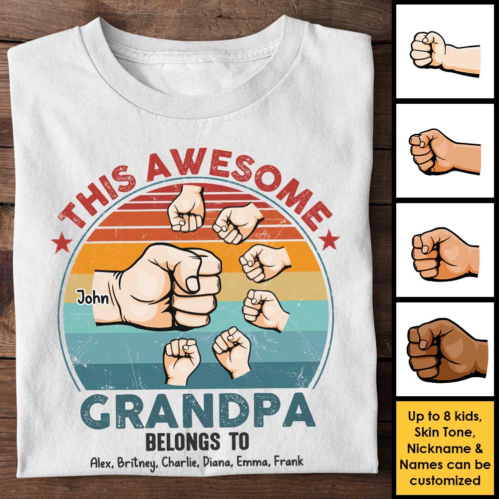 This Awesome Grandpa Belongs To These Kids - Gift For Dad, Grandpa - Personalized Unisex T-shirt, Hoodie
