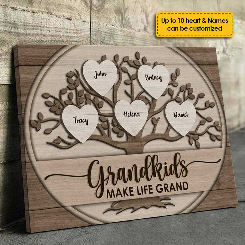 The Grandkids Make Life Magnificent - Personalized Horizontal Canvas - Gift For Grandparents