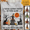 A Witch Cannot Survive On Wine Alone, She Also Needs A Cat  - Personalized Unisex T-Shirt, Halloween Ideas.
