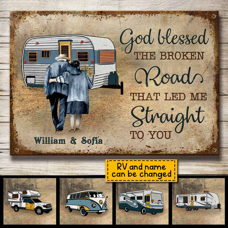 God Blessed The Broken Road - Personalized Metal Sign