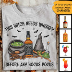 This Witch Needs Drink Before Any Hocus Pocus - Personalized Unisex T-Shirt, Halloween Ideas.