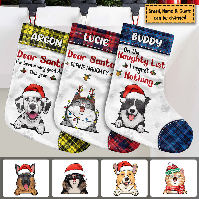 Dear Santa I've Been A Very Good Pet - Christmas Dogs & Smiling Cats - Personalized Christmas Stocking
