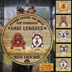 Please Excuse The Mess - Funny Personalized Dog Door Sign.