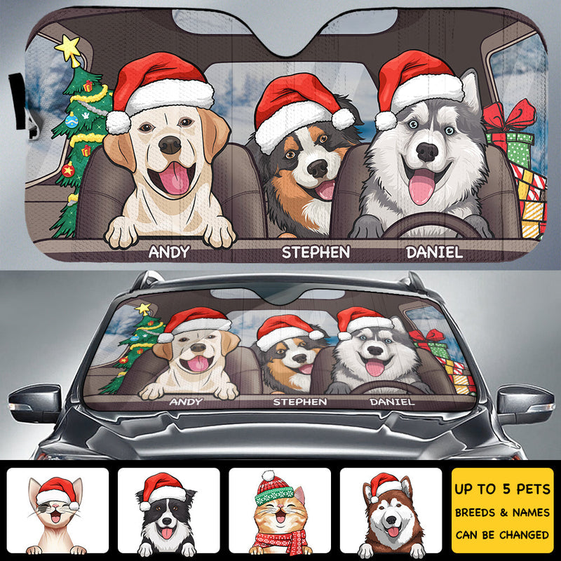 Santa Paws Is Coming To Town - Personalized Dog Auto Sun Shade