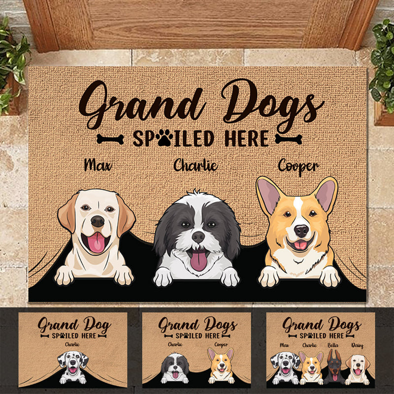 Grand Dogs Spoiled Here - Personalized Decorative Mat