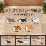 Tous les visiteurs doivent être approuvés par notre chien French - Funny Personalized Dog Decorative Mat
