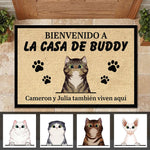Bienvenida personalizada a la casa del gato Spanish - Funny Personalized Cat Decorative Mat (WT)